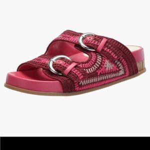 Dolce Vita Ralli Double Strap Knit Slide Wedge Sandal In Pink Size 7 NWT
